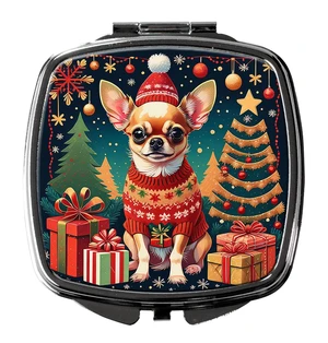 Chihuahua Christmas Compact Mirror Decorative Travel Makeup Mirror for Women Girls Gifts Pocket Makeup Mirror Folding Handheld Chihuahua Christmas Compact Mirror Decorative Travel Makeup Mirror for Women Girls Gifts Pocket Makeup Mirror Folding Handheld