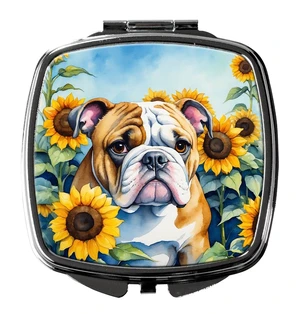 English Bulldog in Sunflowers Compact Mirror Decorative Travel Makeup Mirror for Women Girls Gifts Pocket Makeup Mirror Folding Handheld English Bulldog in Sunflowers Compact Mirror Decorative Travel Makeup Mirror for Women Girls Gifts Pocket Makeup Mirror Folding Handheld