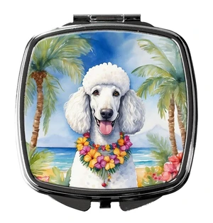 White Poodle Luau Compact Mirror Decorative Travel Makeup Mirror for Women Girls Gifts Pocket Makeup Mirror Folding Handheld White Poodle Luau Compact Mirror Decorative Travel Makeup Mirror for Women Girls Gifts Pocket Makeup Mirror Folding Handheld