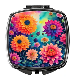 Colorful Dahlias Compact Mirror Decorative Travel Makeup Mirror for Women Girls Gifts Pocket Makeup Mirror Folding Handheld Colorful Dahlias Compact Mirror Decorative Travel Makeup Mirror for Women Girls Gifts Pocket Makeup Mirror Folding Handheld
