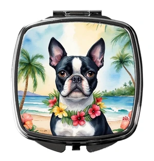 Boston Terrier Luau Compact Mirror Decorative Travel Makeup Mirror for Women Girls Gifts Pocket Makeup Mirror Folding Handheld Boston Terrier Luau Compact Mirror Decorative Travel Makeup Mirror for Women Girls Gifts Pocket Makeup Mirror Folding Handheld