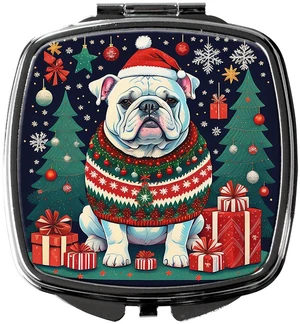 White English Bulldog Christmas Compact Mirror Decorative Travel Makeup Mirror for Women Girls Gifts Pocket Makeup Mirror Folding Handheld White English Bulldog Christmas Compact Mirror Decorative Travel Makeup Mirror for Women Girls Gifts Pocket Makeup Mirror Folding Handheld