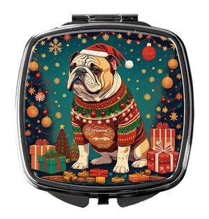 English Bulldog Christmas Compact Mirror Decorative Travel Makeup Mirror for Women Girls Gifts Pocket Makeup Mirror Folding Handheld English Bulldog Christmas Compact Mirror Decorative Travel Makeup Mirror for Women Girls Gifts Pocket Makeup Mirror Folding Handheld