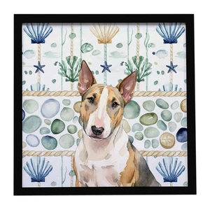 Tricolor Miniature Bull Terrier Coastal Sea Glass Framed Metal Print Bathroom, Kitchen, Office, Home Decor Wall Art Ready to Hang, Square, 8X8 Tricolor Miniature Bull Terrier Coastal Sea Glass Framed Metal Print Bathroom, Kitchen, Office, Home Decor Wall Art Ready to Hang, Square, 8X8