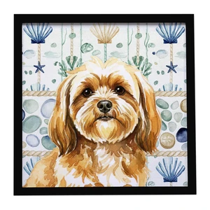Gold Lhasa Apso Coastal Sea Glass Framed Metal Print Bathroom, Kitchen, Office, Home Decor Wall Art Ready to Hang, Square, 8X8 Gold Lhasa Apso Coastal Sea Glass Framed Metal Print Bathroom, Kitchen, Office, Home Decor Wall Art Ready to Hang, Square, 8X8