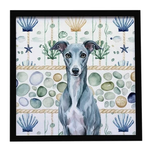 Blue Whippet Coastal Sea Glass Framed Metal Print Bathroom, Kitchen, Office, Home Decor Wall Art Ready to Hang, Square, 8X8 Blue Whippet Coastal Sea Glass Framed Metal Print Bathroom, Kitchen, Office, Home Decor Wall Art Ready to Hang, Square, 8X8