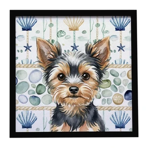 Black and Tan Yorkshire Terrier Coastal Sea Glass Framed Metal Print Bathroom, Kitchen, Office, Home Decor Wall Art Ready to Hang, Square, 8X8 Black and Tan Yorkshire Terrier Coastal Sea Glass Framed Metal Print Bathroom, Kitchen, Office, Home Decor Wall Art Ready to Hang, Square, 8X8
