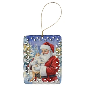 Flame Point Cat with Santa Claus Porcelain Ornament Christmas Tree Hanging Decorations for Home Christmas Holiday, Rectangle, Gift, Multicolor Flame Point Cat with Santa Claus Porcelain Ornament Christmas Tree Hanging Decorations for Home Christmas Holiday, Rectangle, Gift, Multicolor