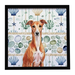 Red Whippet Coastal Sea Glass Framed Metal Print Bathroom, Kitchen, Office, Home Decor Wall Art Ready to Hang, Square, 8X8 Red Whippet Coastal Sea Glass Framed Metal Print Bathroom, Kitchen, Office, Home Decor Wall Art Ready to Hang, Square, 8X8