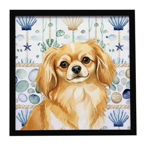 Gold Tibetan Spaniel Coastal Sea Glass Framed Metal Print Bathroom, Kitchen, Office, Home Decor Wall Art Ready to Hang, Square, 8X8 Gold Tibetan Spaniel Coastal Sea Glass Framed Metal Print Bathroom, Kitchen, Office, Home Decor Wall Art Ready to Hang, Square, 8X8