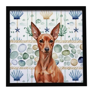 Red Miniature Pinscher Min Pin Coastal Sea Glass Framed Metal Print Bathroom, Kitchen, Office, Home Decor Wall Art Ready to Hang, Square, 8X8 Red Miniature Pinscher Min Pin Coastal Sea Glass Framed Metal Print Bathroom, Kitchen, Office, Home Decor Wall Art Ready to Hang, Square, 8X8