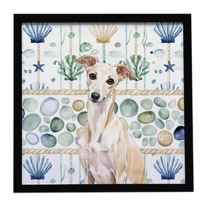Cream Italian Greyhound Coastal Sea Glass Framed Metal Print Bathroom, Kitchen, Office, Home Decor Wall Art Ready to Hang, Square, 8X8 Cream Italian Greyhound Coastal Sea Glass Framed Metal Print Bathroom, Kitchen, Office, Home Decor Wall Art Ready to Hang, Square, 8X8