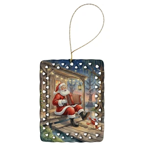 Cajun Santa Claus Playing Zydeco Christmas Porcelain Ornament Christmas Tree Hanging Decorations for Home Christmas Holiday, Rectangle, Gift, Multicolor Cajun Santa Claus Playing Zydeco Christmas Porcelain Ornament Christmas Tree Hanging Decorations for Home Christmas Holiday, Rectangle, Gift, Multicolor