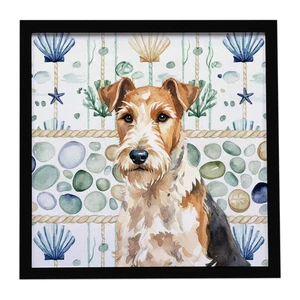 Wire Fox Terrier Coastal Sea Glass Framed Metal Print Bathroom, Kitchen, Office, Home Decor Wall Art Ready to Hang, Square, 8X8 Wire Fox Terrier Coastal Sea Glass Framed Metal Print Bathroom, Kitchen, Office, Home Decor Wall Art Ready to Hang, Square, 8X8