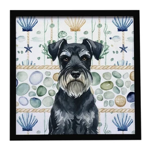 Standard Schnauzer Coastal Sea Glass Framed Metal Print Bathroom, Kitchen, Office, Home Decor Wall Art Ready to Hang, Square, 8X8 Standard Schnauzer Coastal Sea Glass Framed Metal Print Bathroom, Kitchen, Office, Home Decor Wall Art Ready to Hang, Square, 8X8