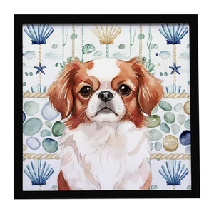 Red and White Japanese Chin Coastal Sea Glass Framed Metal Print Bathroom, Kitchen, Office, Home Decor Wall Art Ready to Hang, Square, 8X8 Red and White Japanese Chin Coastal Sea Glass Framed Metal Print Bathroom, Kitchen, Office, Home Decor Wall Art Ready to Hang, Square, 8X8