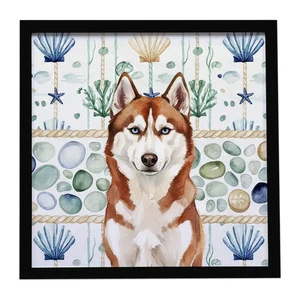 Red and White Siberian Husky Coastal Sea Glass Framed Metal Print Bathroom, Kitchen, Office, Home Decor Wall Art Ready to Hang, Square, 8X8 Red and White Siberian Husky Coastal Sea Glass Framed Metal Print Bathroom, Kitchen, Office, Home Decor Wall Art Ready to Hang, Square, 8X8