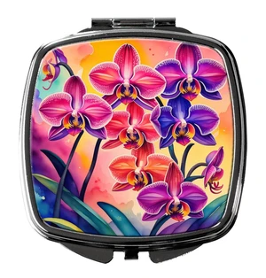 Colorful Orchids Compact Mirror Decorative Travel Makeup Mirror for Women Girls Gifts Pocket Makeup Mirror Folding Handheld Colorful Orchids Compact Mirror Decorative Travel Makeup Mirror for Women Girls Gifts Pocket Makeup Mirror Folding Handheld