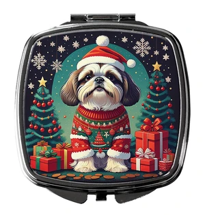 Shih Tzu Christmas Compact Mirror Decorative Travel Makeup Mirror for Women Girls Gifts Pocket Makeup Mirror Folding Handheld Shih Tzu Christmas Compact Mirror Decorative Travel Makeup Mirror for Women Girls Gifts Pocket Makeup Mirror Folding Handheld