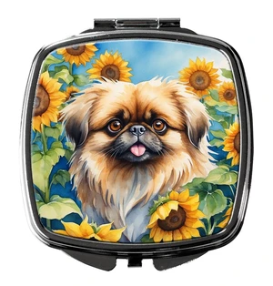 Pekingese in Sunflowers Compact Mirror Decorative Travel Makeup Mirror for Women Girls Gifts Pocket Makeup Mirror Folding Handheld Pekingese in Sunflowers Compact Mirror Decorative Travel Makeup Mirror for Women Girls Gifts Pocket Makeup Mirror Folding Handheld