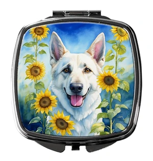 White German Shepherd in Sunflowers Compact Mirror Decorative Travel Makeup Mirror for Women Girls Gifts Pocket Makeup Mirror Folding Handheld White German Shepherd in Sunflowers Compact Mirror Decorative Travel Makeup Mirror for Women Girls Gifts Pocket Makeup Mirror Folding Handheld