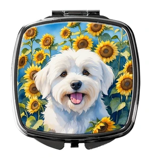 Coton de Tulear in Sunflowers Compact Mirror Decorative Travel Makeup Mirror for Women Girls Gifts Pocket Makeup Mirror Folding Handheld Coton de Tulear in Sunflowers Compact Mirror Decorative Travel Makeup Mirror for Women Girls Gifts Pocket Makeup Mirror Folding Handheld