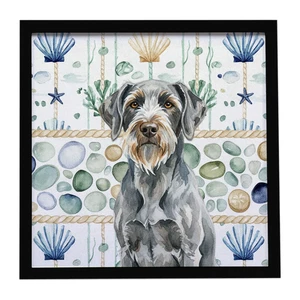Steel Gray Wirehaired Pointing Griffon Coastal Sea Glass Framed Metal Print Bathroom, Kitchen, Office, Home Decor Wall Art Ready to Hang, Square, 8X8 Steel Gray Wirehaired Pointing Griffon Coastal Sea Glass Framed Metal Print Bathroom, Kitchen, Office, Home Decor Wall Art Ready to Hang, Square, 8X8