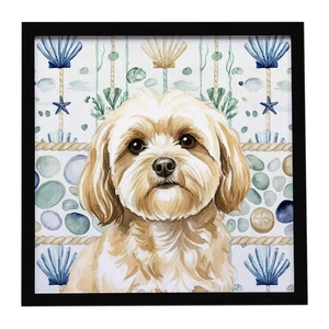 Cream Lhasa Apso Coastal Sea Glass Framed Metal Print Bathroom, Kitchen, Office, Home Decor Wall Art Ready to Hang, Square, 8X8 Cream Lhasa Apso Coastal Sea Glass Framed Metal Print Bathroom, Kitchen, Office, Home Decor Wall Art Ready to Hang, Square, 8X8