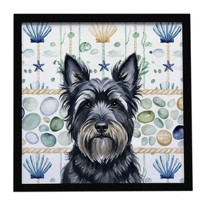 Black Skye Terrier Coastal Sea Glass Framed Metal Print Bathroom, Kitchen, Office, Home Decor Wall Art Ready to Hang, Square, 8X8 Black Skye Terrier Coastal Sea Glass Framed Metal Print Bathroom, Kitchen, Office, Home Decor Wall Art Ready to Hang, Square, 8X8