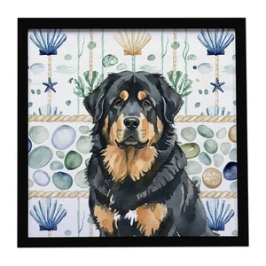Black and Tan Tibetan Mastiff Coastal Sea Glass Framed Metal Print Bathroom, Kitchen, Office, Home Decor Wall Art Ready to Hang, Square, 8X8 Black and Tan Tibetan Mastiff Coastal Sea Glass Framed Metal Print Bathroom, Kitchen, Office, Home Decor Wall Art Ready to Hang, Square, 8X8