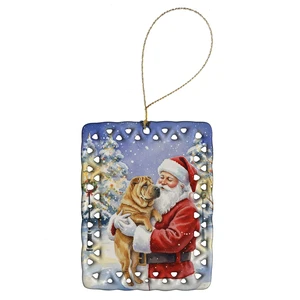 Shar Pei with Santa Claus Porcelain Ornament Christmas Tree Hanging Decorations for Home Christmas Holiday, Rectangle, Gift, Multicolor Shar Pei with Santa Claus Porcelain Ornament Christmas Tree Hanging Decorations for Home Christmas Holiday, Rectangle, Gift, Multicolor