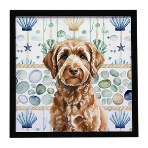 Chocolate Labradoodle Coastal Sea Glass Framed Metal Print Bathroom, Kitchen, Office, Home Decor Wall Art Ready to Hang, Square, 8X8 Chocolate Labradoodle Coastal Sea Glass Framed Metal Print Bathroom, Kitchen, Office, Home Decor Wall Art Ready to Hang, Square, 8X8