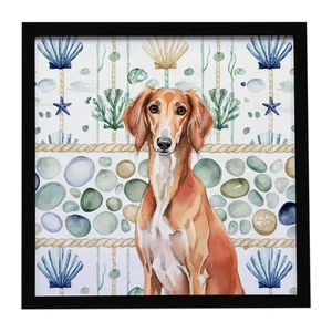 Red Saluki Coastal Sea Glass Framed Metal Print Bathroom, Kitchen, Office, Home Decor Wall Art Ready to Hang, Square, 8X8 Red Saluki Coastal Sea Glass Framed Metal Print Bathroom, Kitchen, Office, Home Decor Wall Art Ready to Hang, Square, 8X8