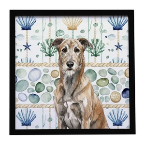 Brindle Irish Wolfhound Coastal Sea Glass Framed Metal Print Bathroom, Kitchen, Office, Home Decor Wall Art Ready to Hang, Square, 8X8 Brindle Irish Wolfhound Coastal Sea Glass Framed Metal Print Bathroom, Kitchen, Office, Home Decor Wall Art Ready to Hang, Square, 8X8