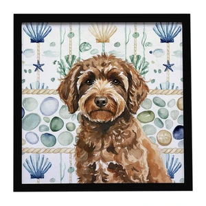 Spanish Water Dog Coastal Sea Glass Framed Metal Print Bathroom, Kitchen, Office, Home Decor Wall Art Ready to Hang, Square, 8X8 Spanish Water Dog Coastal Sea Glass Framed Metal Print Bathroom, Kitchen, Office, Home Decor Wall Art Ready to Hang, Square, 8X8