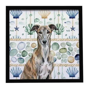Brindle Greyhound Coastal Sea Glass Framed Metal Print Bathroom, Kitchen, Office, Home Decor Wall Art Ready to Hang, Square, 8X8 Brindle Greyhound Coastal Sea Glass Framed Metal Print Bathroom, Kitchen, Office, Home Decor Wall Art Ready to Hang, Square, 8X8