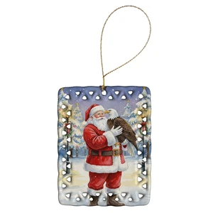 Eagle with Santa Claus Porcelain Ornament Christmas Tree Hanging Decorations for Home Christmas Holiday, Rectangle, Gift, Multicolor Eagle with Santa Claus Porcelain Ornament Christmas Tree Hanging Decorations for Home Christmas Holiday, Rectangle, Gift, Multicolor