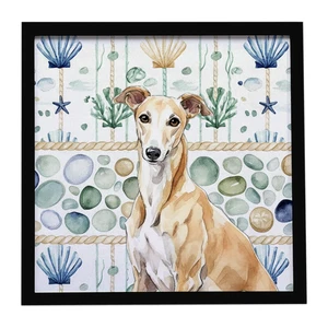 Fawn Greyhound Coastal Sea Glass Framed Metal Print Bathroom, Kitchen, Office, Home Decor Wall Art Ready to Hang, Square, 8X8 Fawn Greyhound Coastal Sea Glass Framed Metal Print Bathroom, Kitchen, Office, Home Decor Wall Art Ready to Hang, Square, 8X8