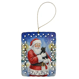 Bombay Cat with Santa Claus Porcelain Ornament Christmas Tree Hanging Decorations for Home Christmas Holiday, Rectangle, Gift, Multicolor Bombay Cat with Santa Claus Porcelain Ornament Christmas Tree Hanging Decorations for Home Christmas Holiday, Rectangle, Gift, Multicolor