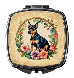 Miniature Pinscher and Flowers Compact Mirror Decorative Travel Makeup Mirror for Women Girls Gifts Pocket Makeup Mirror Folding Handheld Miniature Pinscher and Flowers Compact Mirror Decorative Travel Makeup Mirror for Women Girls Gifts Pocket Makeup Mirror Folding Handheld