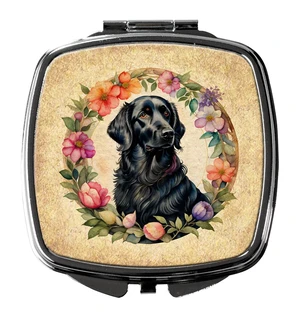 Flat-Coated Retriever and Flowers Compact Mirror Decorative Travel Makeup Mirror for Women Girls Gifts Pocket Makeup Mirror Folding Handheld Flat-Coated Retriever and Flowers Compact Mirror Decorative Travel Makeup Mirror for Women Girls Gifts Pocket Makeup Mirror Folding Handheld
