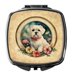Maltese and Flowers Compact Mirror Decorative Travel Makeup Mirror for Women Girls Gifts Pocket Makeup Mirror Folding Handheld Maltese and Flowers Compact Mirror Decorative Travel Makeup Mirror for Women Girls Gifts Pocket Makeup Mirror Folding Handheld