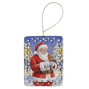 Eastern Rosella with Santa Claus Porcelain Ornament Christmas Tree Hanging Decorations for Home Christmas Holiday, Rectangle, Gift, Multicolor Eastern Rosella with Santa Claus Porcelain Ornament Christmas Tree Hanging Decorations for Home Christmas Holiday, Rectangle, Gift, Multicolor