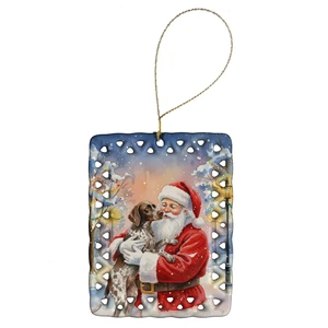 German Shorthaired Pointer with Santa Claus Porcelain Ornament Christmas Tree Hanging Decorations for Home Christmas Holiday, Rectangle, Gift, Multicolor German Shorthaired Pointer with Santa Claus Porcelain Ornament Christmas Tree Hanging Decorations for Home Christmas Holiday, Rectangle, Gift, Multicolor