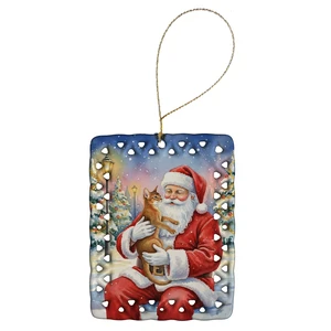 Abyssinian Cat with Santa Claus Porcelain Ornament Christmas Tree Hanging Decorations for Home Christmas Holiday, Rectangle, Gift, Multicolor Abyssinian Cat with Santa Claus Porcelain Ornament Christmas Tree Hanging Decorations for Home Christmas Holiday, Rectangle, Gift, Multicolor