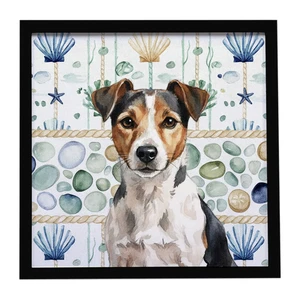 Tricolor Russell Terrier Coastal Sea Glass Framed Metal Print Bathroom, Kitchen, Office, Home Decor Wall Art Ready to Hang, Square, 8X8 Tricolor Russell Terrier Coastal Sea Glass Framed Metal Print Bathroom, Kitchen, Office, Home Decor Wall Art Ready to Hang, Square, 8X8