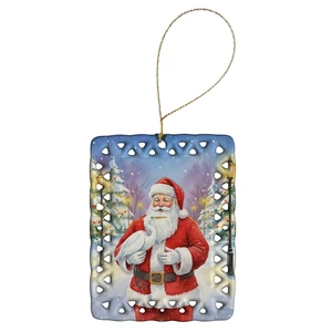 Egret with Santa Claus Porcelain Ornament Christmas Tree Hanging Decorations for Home Christmas Holiday, Rectangle, Gift, Multicolor Egret with Santa Claus Porcelain Ornament Christmas Tree Hanging Decorations for Home Christmas Holiday, Rectangle, Gift, Multicolor