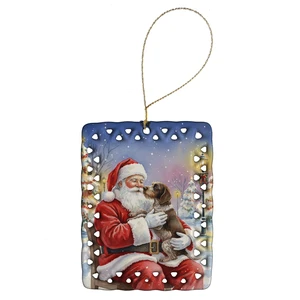 German Wirehaired Pointer with Santa Claus Porcelain Ornament Christmas Tree Hanging Decorations for Home Christmas Holiday, Rectangle, Gift, Multicolor German Wirehaired Pointer with Santa Claus Porcelain Ornament Christmas Tree Hanging Decorations for Home Christmas Holiday, Rectangle, Gift, Multicolor