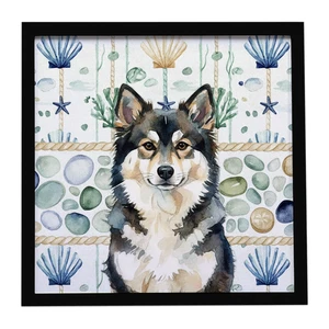 Finnish Lapphund Coastal Sea Glass Framed Metal Print Bathroom, Kitchen, Office, Home Decor Wall Art Ready to Hang, Square, 8X8 Finnish Lapphund Coastal Sea Glass Framed Metal Print Bathroom, Kitchen, Office, Home Decor Wall Art Ready to Hang, Square, 8X8
