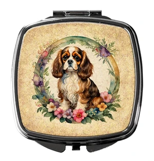 Cavalier Spaniel and Flowers Compact Mirror Decorative Travel Makeup Mirror for Women Girls Gifts Pocket Makeup Mirror Folding Handheld Cavalier Spaniel and Flowers Compact Mirror Decorative Travel Makeup Mirror for Women Girls Gifts Pocket Makeup Mirror Folding Handheld